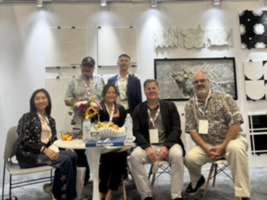 Meeting with U.S. industry partners at a stone trade show